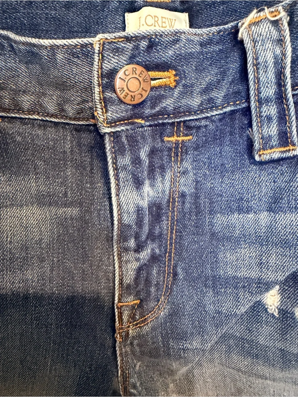 J. Crew Women's Medium Blue Distressed Denim Shorts - Picture 4 of 10